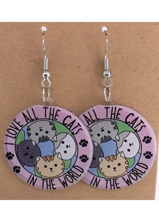 Fashion Jewelry Jewelry - Clear Acrylic Happy Cat Dangle Earrings  Fashion Jewelry